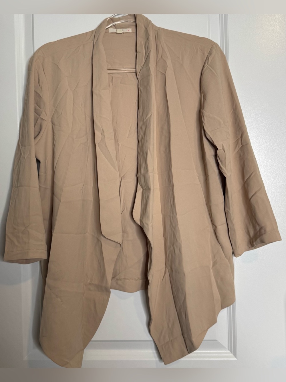 Le Lis Open-Front Draped Blazer in Beige open front size Large